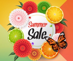 Summer fruit circle card vector