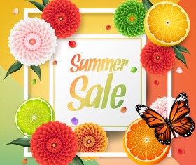 Summer fruit frame sale vector