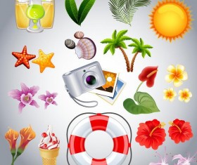 Summer holiday beach travel elements vector 01