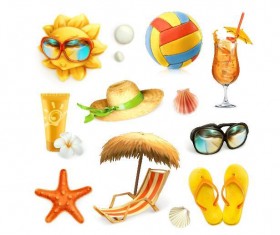Summer holiday beach travel elements vector 02