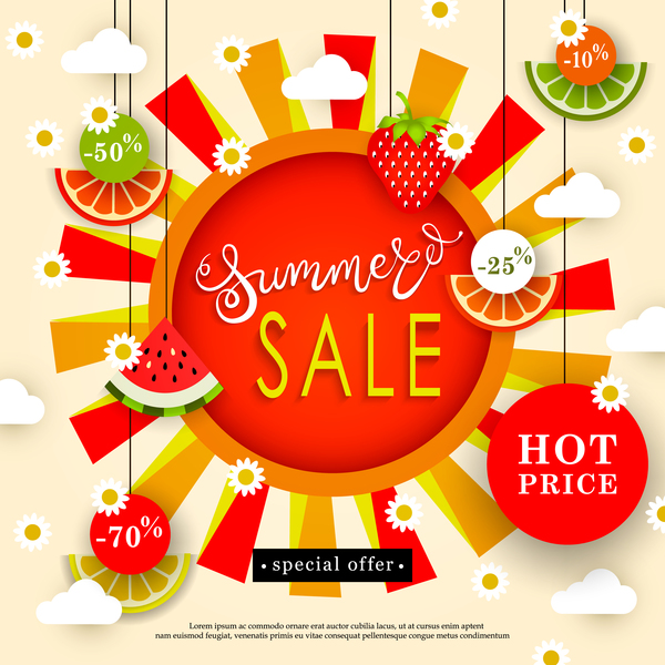 Summer hot price sale poster vector