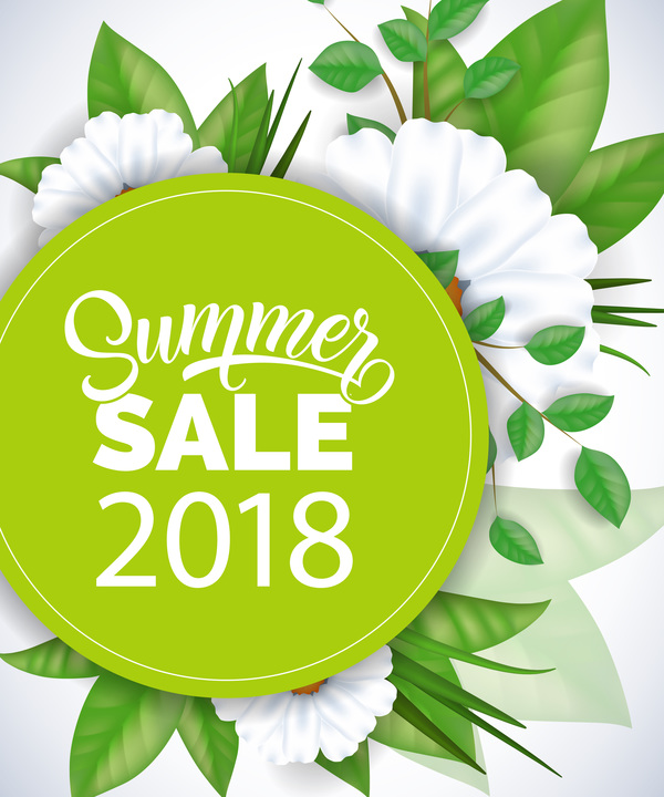 Summer sale card with flower vector 02