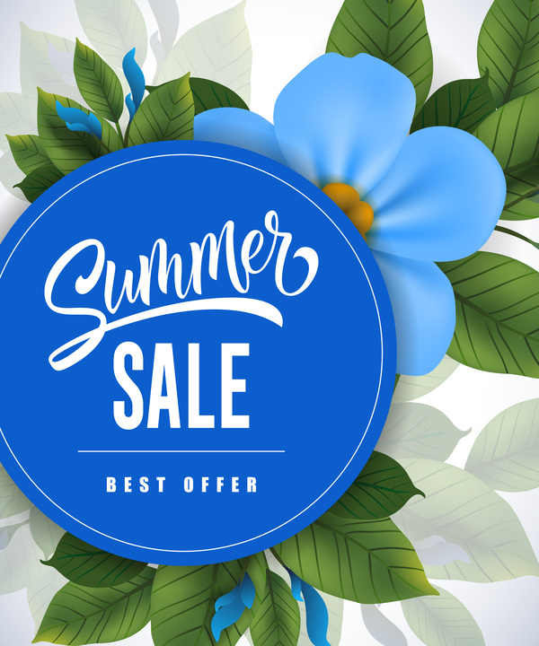 Summer sale card with flower vector 03