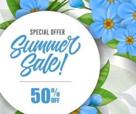Summer sale card with flower vector 04