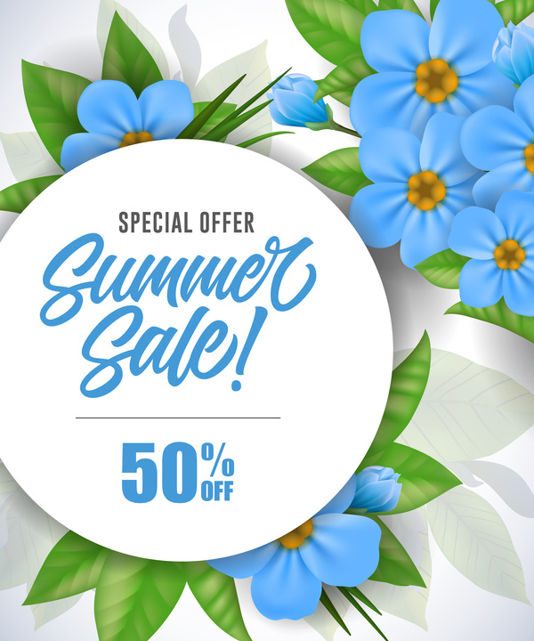 Summer sale card with flower vector 04