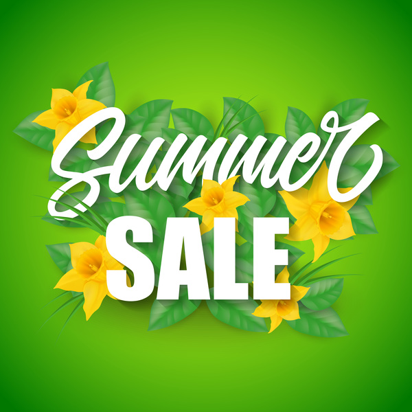 Summer sale green background vectors