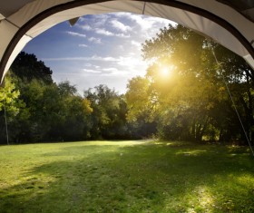 Sunshine outside the tent Stock Photo