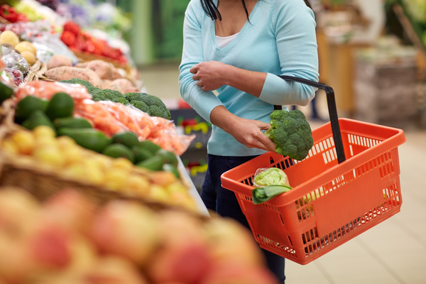 Supermarket woman buying food Stock Photo 04