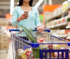Supermarket woman buying food Stock Photo 09