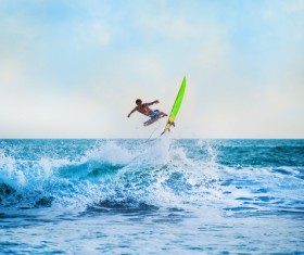 Surfing wave man Stock Photo 03