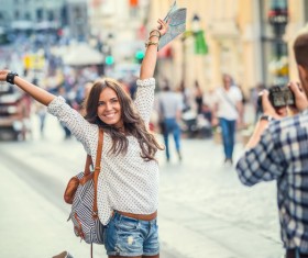 Take pictures of girlfriends Stock Photo