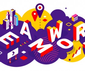 Teamword 3d business words illustration vector