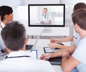Telemedicine conference Stock Photo