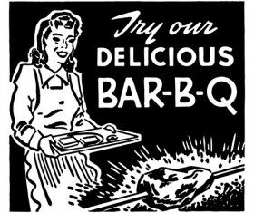 Try Our Delicious BBQ Hand drawn vector