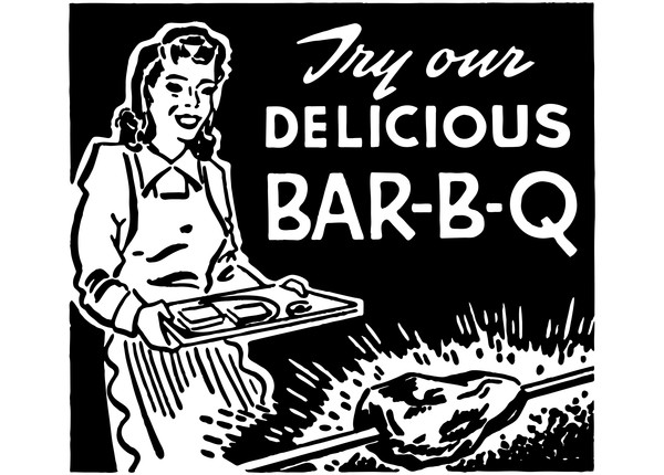 Try Our Delicious BBQ Hand drawn vector