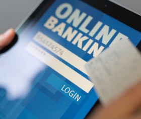 Use smartphone to login online banking Stock Photo 02