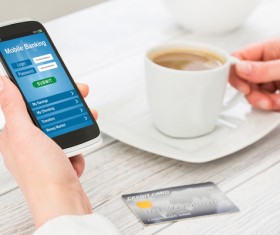 Use smartphone to login online banking Stock Photo 03