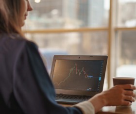 Using Tablet PC for Business Data Analysis Stock Photo 03