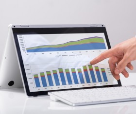 Using Tablet PC for Business Data Analysis Stock Photo 04