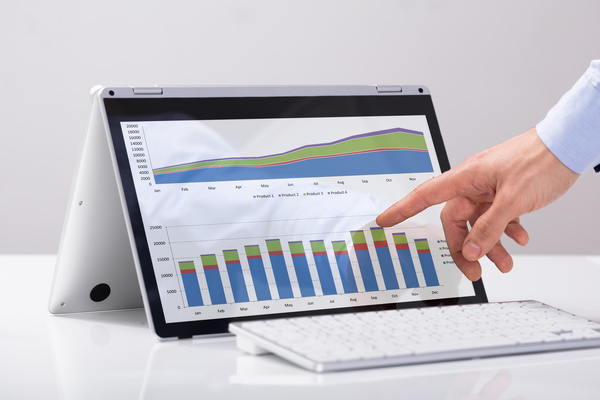 Using Tablet PC for Business Data Analysis Stock Photo 04