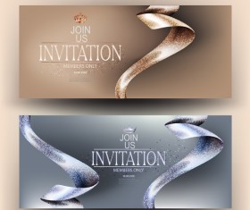 VIP invitation cards with beautiful ribbons vector