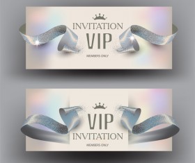 VIP invitation elegant cards with ribbons pearl vector
