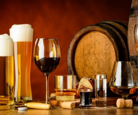 Various taste beer and wine barrels Stock Photo