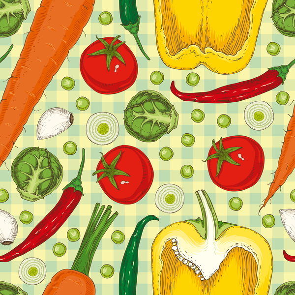 Various vegetables seamless pattern vector 02