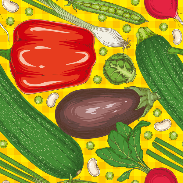 Various vegetables seamless pattern vector 04