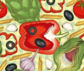 Various vegetables seamless pattern vector 06