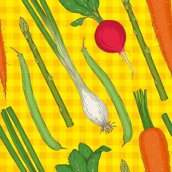 Various vegetables seamless pattern vector 08