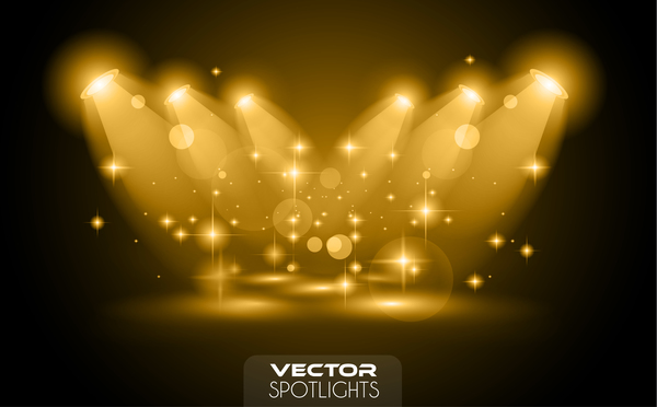 Vector spotlights golden effect 01