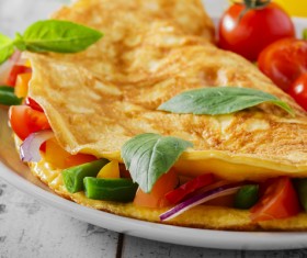 Vegetable fried eggs Stock Photo 03