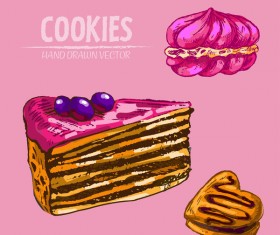 Vintage cake hand drawing vectors material 02