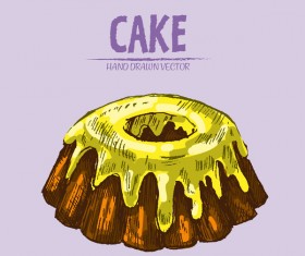 Vintage cake hand drawing vectors material 04