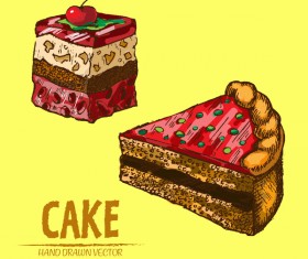 Vintage cake hand drawing vectors material 06