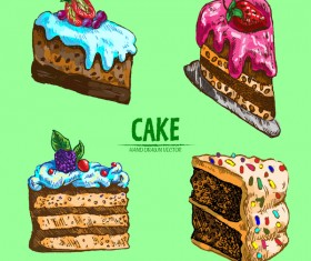 Vintage cake hand drawing vectors material 16
