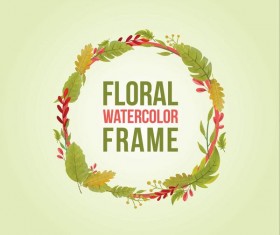 Watercolor leaves spring frame vector 02