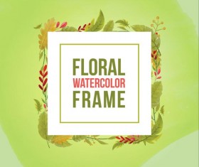 Watercolor leaves spring frame vector 03
