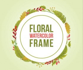 Watercolor leaves spring frame vector 04