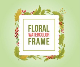 Watercolor leaves spring frame vector 05