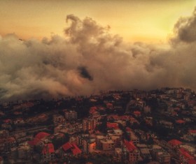 White clouds over the city Stock Photo