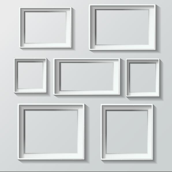 White photo frame design vector 02