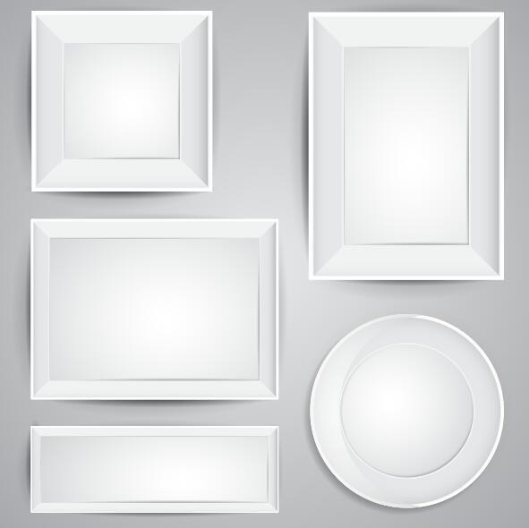White photo frame design vector 03