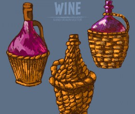 Wine hand drawn vector material 01