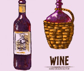 Wine hand drawn vector material 03