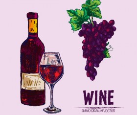 Wine hand drawn vector material 05