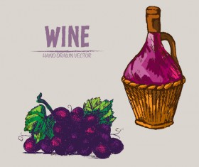 Wine hand drawn vector material 07