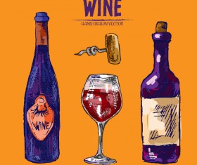 Wine hand drawn vector material 08
