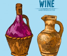 Wine hand drawn vector material 10